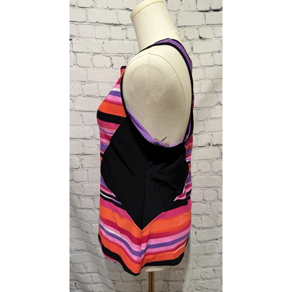ZeroXPosur Size Large (12) Swim Top With Zipper & 4-Way Stretch Colorful UPF 30+